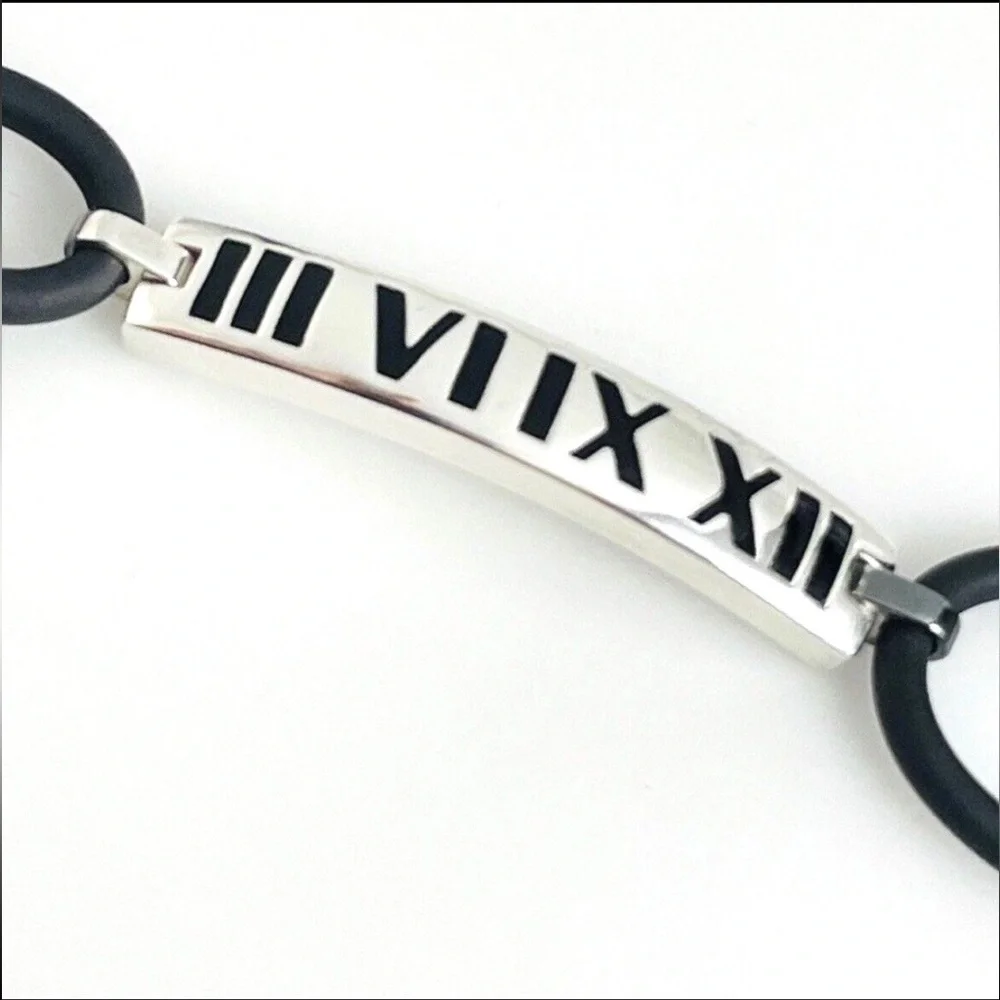 Tiffany & Co. Black and Silver Roman Numeral Surfer Bracelet